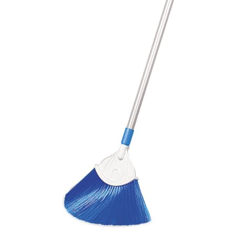Cello Kleeno Cobweb Brush with Telescopic Rod | Extendable Broom featuring Long Stainless Steel Handle for Fan, Ceiling, and Roof Cleaning | Soft Bristles for Gentle yet Effective Dusting |Blue