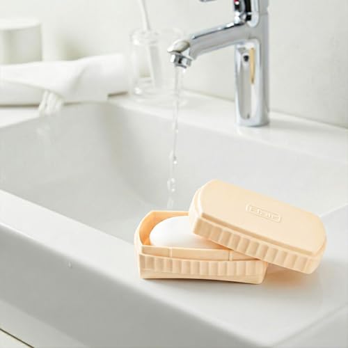 FLAIR Estella Soap Case with Drainage | Reusable & Durable Soap Box | Modern Bathroom Soap Holder (1, Beige)