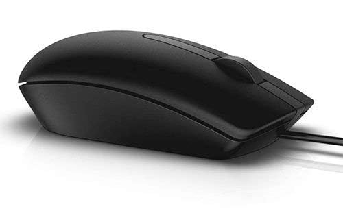 Dell MS116 Wired Mouse, 1000 DPI, Scrolling Wheel, 2 Buttons, 1 x USB, Optical LED Tracking, Plug and Play, Scrolling Wheel, Black