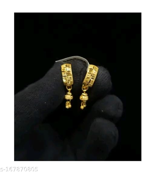 Traditional 1 Gram Gold Plated Sui Dhaga Drop Earrings, Small Dangle Design, Traditional Indian Style Jewelry for Women