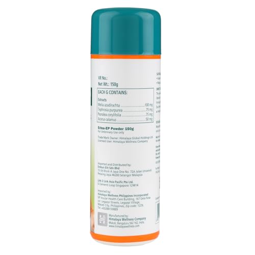 Himalaya Erina-EP Powder | 150 g | Tick & Flea Control for Dogs & Cats | With Neem & Eucalyptus for Skin Health & Hygiene