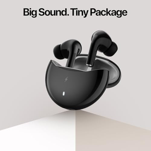 Fire-Boltt Aero TWS Earbuds Custom EQ, Wireless Bluetooth 5.4, Music & App Support, 50H Playtime, Fast Charging Case, 50ms Low Latency for Gaming, Touch Controls, IPX4 Waterproof, Clear Calls - Black