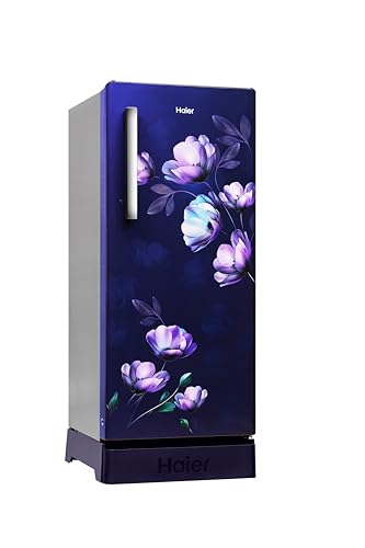 Haier 190L 4 Star Direct Cool Single Door Refrigerator | Toughened Glass Shelves | Fast Ice Making in Just 60 minutes | Large Veg Box| Easy Clean Back (HED-204TMIBA-N, Marine Ivy, Base Stand)