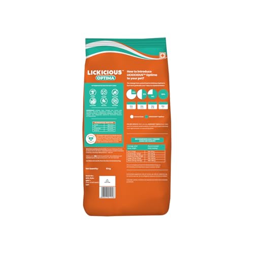LICKICIOUS Optima Dry Dog Food Adult 10 KG | Chicken & Vegetable | Complete and Balanced Optimum Nutrition for Pedigree Dogs | Great Taste & Easy Digestion