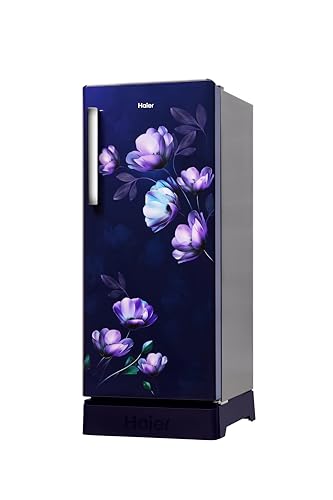 Haier 190L 4 Star Direct Cool Single Door Refrigerator | Toughened Glass Shelves | Fast Ice Making in Just 60 minutes | Large Veg Box| Easy Clean Back (HED-204TMIBA-N, Marine Ivy, Base Stand)