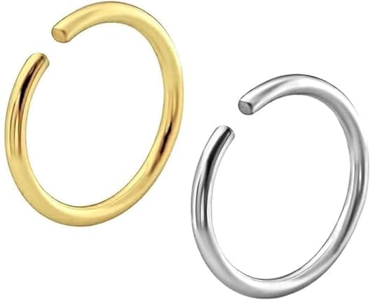 KYRIN Nose Ring Without Piercing 2 Pcs Fake Nose Ring For Women Clip On Septum Ring Without Piercing 8mm For Girls 2 PCS
