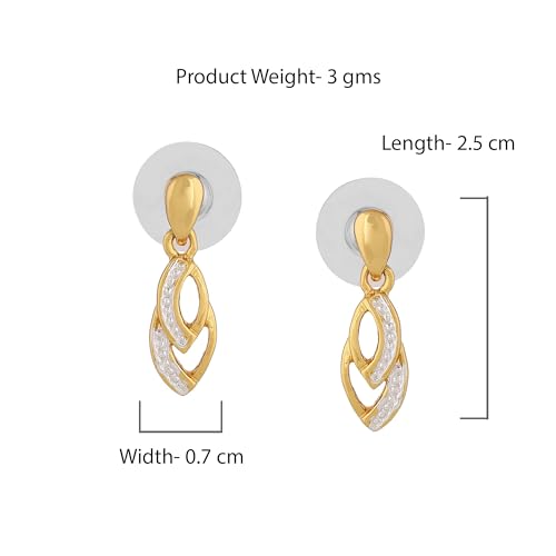 Estele Fashion Jewellery Gold & Rhodium Plated Leaf Designer Drop Earrings for Girls and Women-629/705 ER