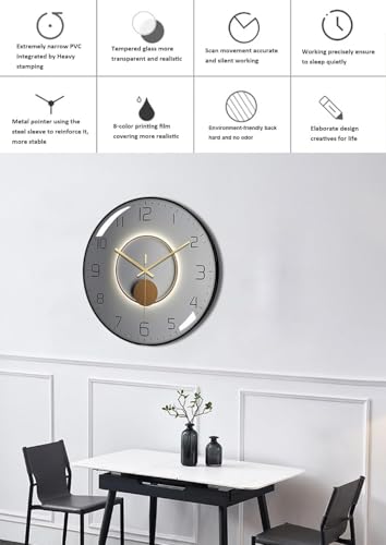 TEKCOOL Wall Clock 12" Silent Quartz Decorative Wall Clock Non-Ticking Classic Digital Clock Battery Operated Round Easy to Read Handheld Complete Home/Kitchen/Bedroom(407)'