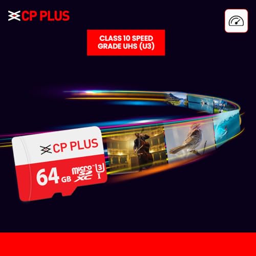 CP PLUS 64GB microSDXC Memory Card Grade UHS-3 Class 10, Up to 70 Mbps Reading & 30 Mbps Writing Speed with High Performance of Data Transfer & Lower Power Consumption for Portable Devices| CP-UM64C