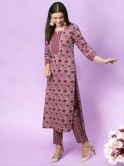 JIVANDHARA Trendy Cotton Kurti Set for Women | A-Line Knee Length Kurta | Round Neck | Comfortable Daily & Casual Wear Color Maroon Size 4XL