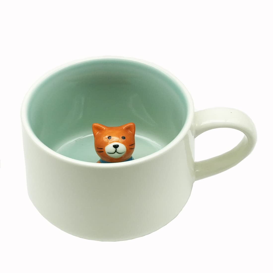 NOSCOMP 3D Animal Cup Coffee Mug Comes with a Cute Inside Creative Morning Mug Animal Cup for Hot and Cold Tea Milk Coffee Perfect for Kids (Cat)