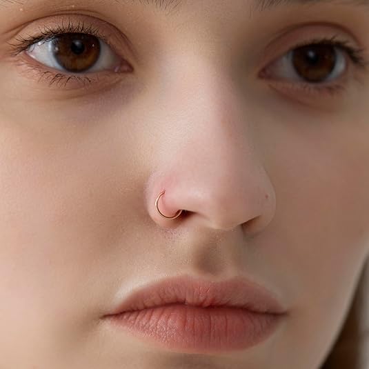 KYRIN Nose Ring Without Piercing 2 Pcs Fake Nose Ring For Women Clip On Septum Ring Without Piercing 8mm For Girls 2 PCS