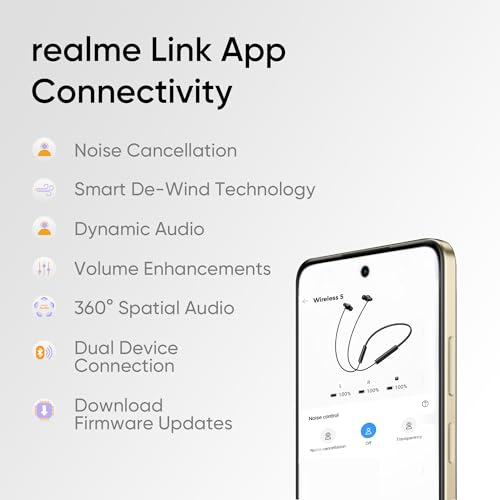 realme Buds Wireless 5 ANC in Ear Bluetooth Headphones,50dB ANC, 13.6mm Dynamic Bass Driver,360° Spatial Audio,45ms Low Latency,Upto 38hrs Playback,IP55 Rating,Dual Device Connection (Midnight Black)