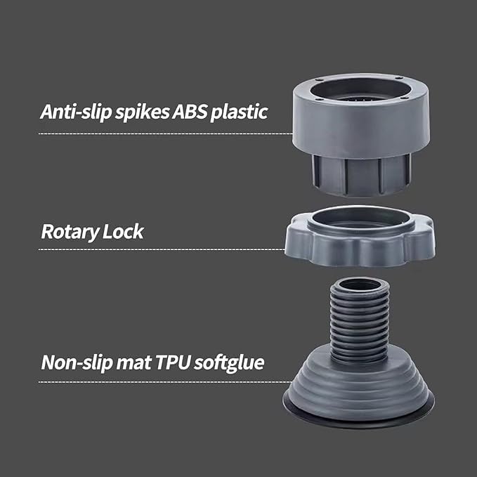 FOXIGON Washing Machine Stand Adjustable for 7kg to 9kg Top Load & Front Load | Fridge Stand & Refrigerator Stand | Anti-Slip, Shock Absorbing, Noise Cancelling Plastic Base