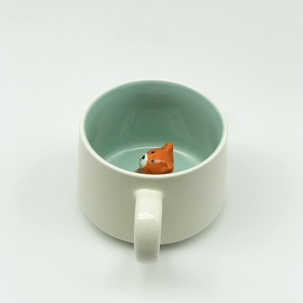 NOSCOMP 3D Animal Cup Coffee Mug Comes with a Cute Inside Creative Morning Mug Animal Cup for Hot and Cold Tea Milk Coffee Perfect for Kids (Cat)