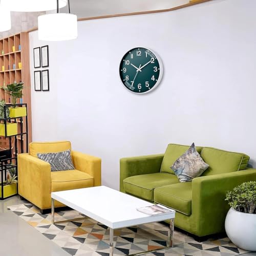TEKCOOL Wall Clock 12" Silent Quartz Decorative Latest Wall Clock Non-Ticking Classic Clock Battery Operated Round Easy to Read for Room/Home/Kitchen/Bedroom/Office/School(Green)'