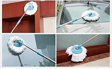 Mop Stick Rod Only with Free Microfiber Refill | Adjustable Stainless Steel Spin Mop Rod | Pocha Stick for Floor Cleaning Home & Office