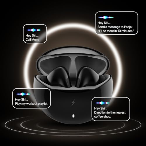 Fire-Boltt Aero TWS Earbuds Custom EQ, Wireless Bluetooth 5.4, Music & App Support, 50H Playtime, Fast Charging Case, 50ms Low Latency for Gaming, Touch Controls, IPX4 Waterproof, Clear Calls - Black