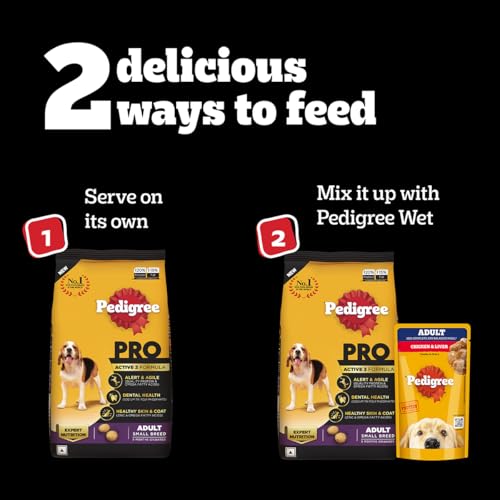 Pedigree PRO Adult Small Breed, 3 kg Dry Dog Food, Vet Trusted Brand, Expert Nutrition, Quality Protein, 33% More Nutrients (9 Months Onwards)