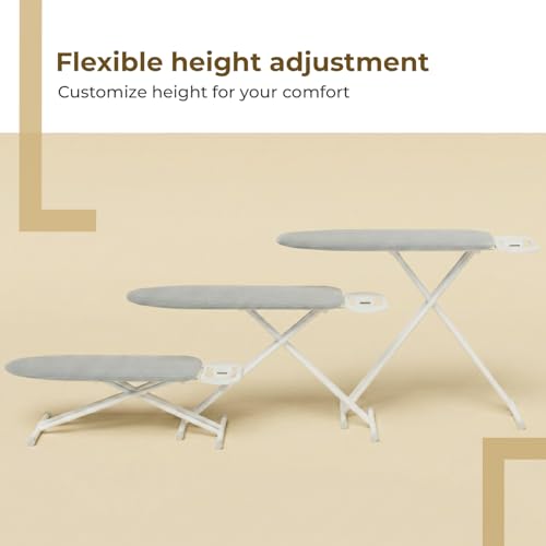 Lifelong Foldable Ironing Board with Silver Heat-Resistant Cover|Heavy-Duty & Sturdy Iron Board with Iron Stand|Adjustable Height, Non-Slip Legs,Portable & Space Saving Design for Easy Ironing at Home