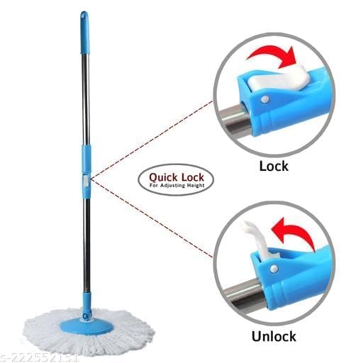 Mop Stick Rod Only with Free Microfiber Refill | Adjustable Stainless Steel Spin Mop Rod | Pocha Stick for Floor Cleaning Home & Office