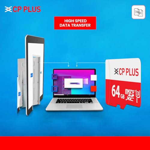CP PLUS 64GB microSDXC Memory Card Grade UHS-3 Class 10, Up to 70 Mbps Reading & 30 Mbps Writing Speed with High Performance of Data Transfer & Lower Power Consumption for Portable Devices| CP-UM64C