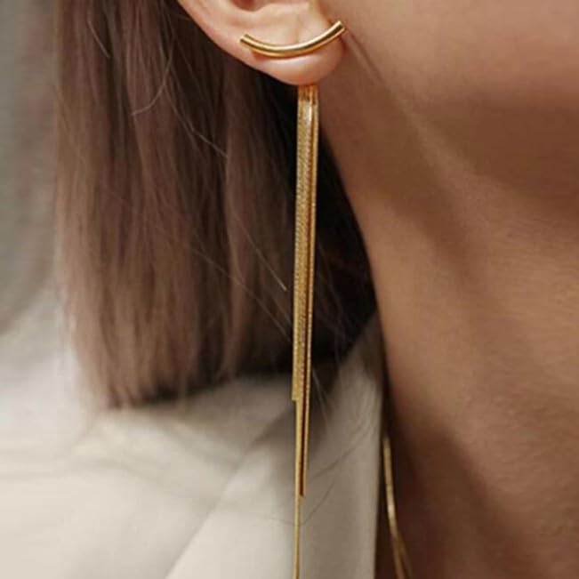 Shining Diva Fashion Latest Stylish Tassel Earrings for Women and Girls (Gold) (14768er)