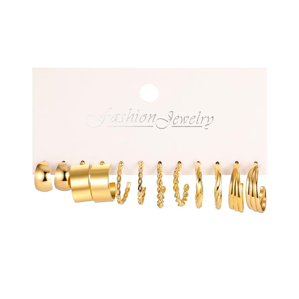 Shining Diva Fashion 6 Pairs Combo Set Latest Stylish Hoop Earrings for Women and Girls (15725er)
