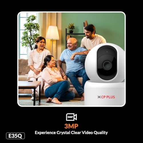CP PLUS 3MP Smart Wi-Fi CCTV Camera | 360° Pan & Tilt | CTC Cyber Secure Tech | View & Talk | Smart Detection Suite | Night Vision | Cloud Storage | Supports OK Google | CP-E35Q