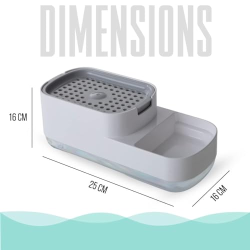 SR Soap Dispenser for Kitchen with Sponge Holder 400ml, Hollow Design, Durable & Smooth Body, Rust Proof, 3 in 1 Liquid Soap Dispenser, Sink Dish Washing Soap Dispenser Set