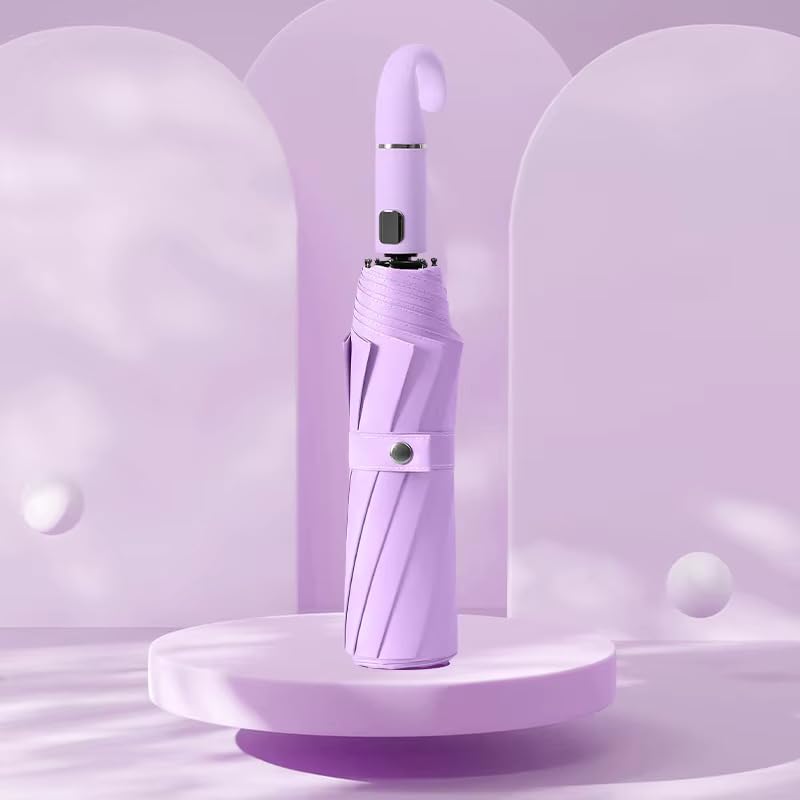 Owme UV Umbrella for Women, Mini Folding Portable 3-Fold Umbrellas | Manually Open & Close for Rain and Sun Protection, Anti-Slip Handle | Windproof Umbrlla | Chata for Rain for Men (VIOLET)