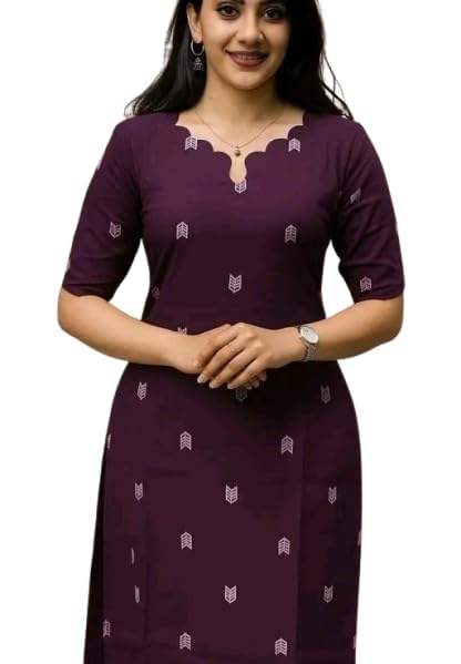 Women’s Printed Cotton Kurti | Stylish Traditional Kurta Wine
