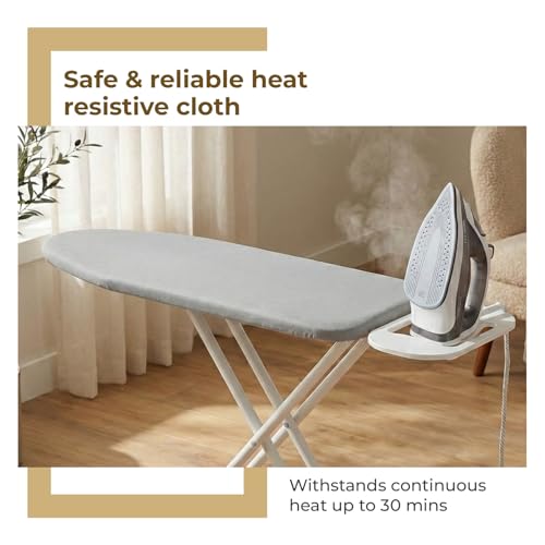 Lifelong Foldable Ironing Board with Silver Heat-Resistant Cover|Heavy-Duty & Sturdy Iron Board with Iron Stand|Adjustable Height, Non-Slip Legs,Portable & Space Saving Design for Easy Ironing at Home