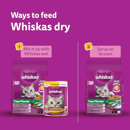 Whiskas Adult (1+ Years) Dry Cat Food, Tuna Flavour, 3 kg, Contains 41 Essential Nutrients, Complete & Balanced Nutrition for Adult Cats