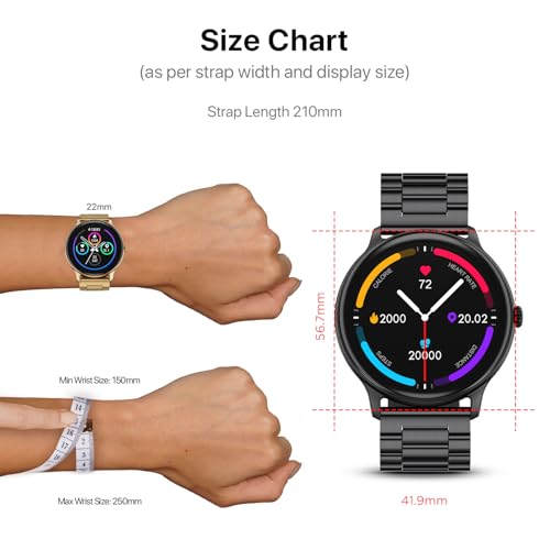 Fire‑Boltt Phoenix Pro Round Smart Watch 1.39″ Display with Bluetooth Calling, AI Voice Assistant,SpO2 & Heart Rate Monitor, 120+ Sports Modes,IP67 Waterproof Metal Smart Watch for Men & Women - Black