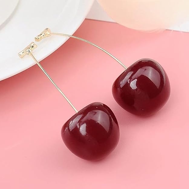 AVIGHNA's Trendy Round Korean Red Cherry Gold Plated Stem Dangle Earrings and these earrings offer a perfect blend of whimsy and sophistication. Whether for everyday wear or special occasions, these earrings will brighten your style with a pop of color an