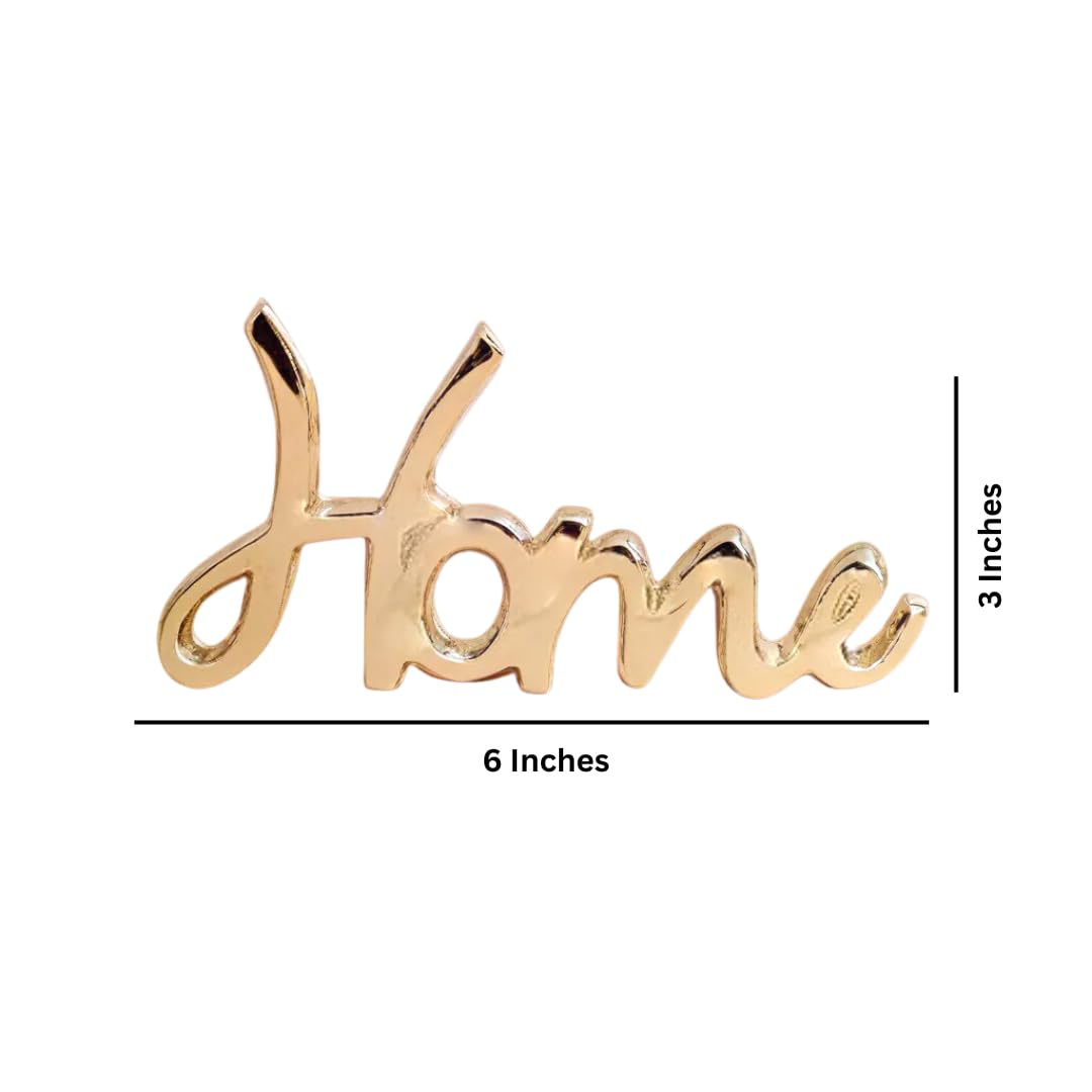 PURESTORY Words Home Sign Decor | Decorative items For Living Room | Home Decor Bedroom | Metal Word Sign Board Centerpiece | Cutout Sign | Decoration For Room, Kitchen-Gold