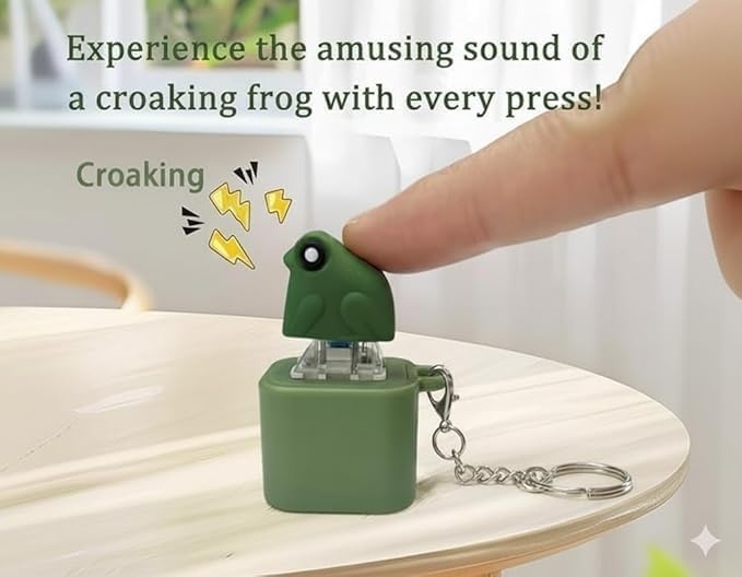GIGGLE TREE WONDER NEST Frog Sound Keychain – CUTE & FUNNY Croaking Battery Frog Key Ring for Kids, Bags, Car Keys, Gifting | Portable Funny Animal Toy Keychain
