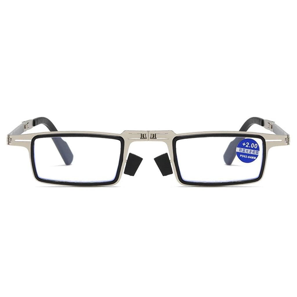Nathgra Unbreakable Evolved Folding Reading Glasses For Women Men Blue Light Blocking Anti UV Eyestrain Foldable Portable Compact Readers with Flat Hard Case Pocket Computer glasses (1.0 x)