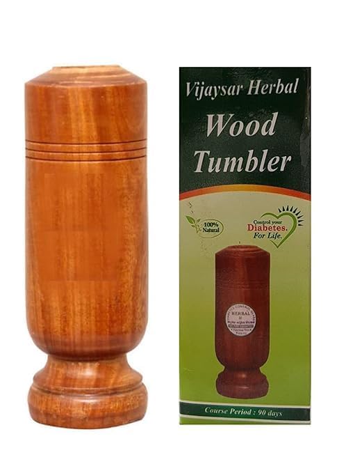 SEINON'S Diabetes Control Vijaysar Wooden Tumbler Glass for Drinking Water & Ayurvedic Glass for Diabetes Management and Blood Sugar Control (Singel Piece)