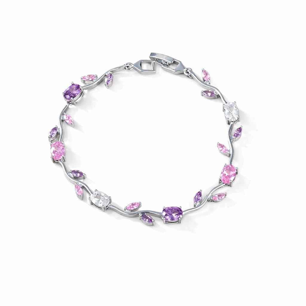 Tulips Bracelet for Women | Floral Charm Adjustable Gold Plated Bracelet for Girls (silver)