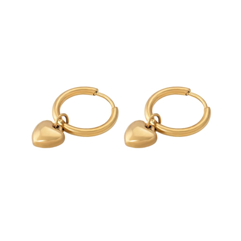 PALMONAS Small Heart Hoop Earrings - Gold Plated, Waterproof & Anti Tarnish, Gift for Women