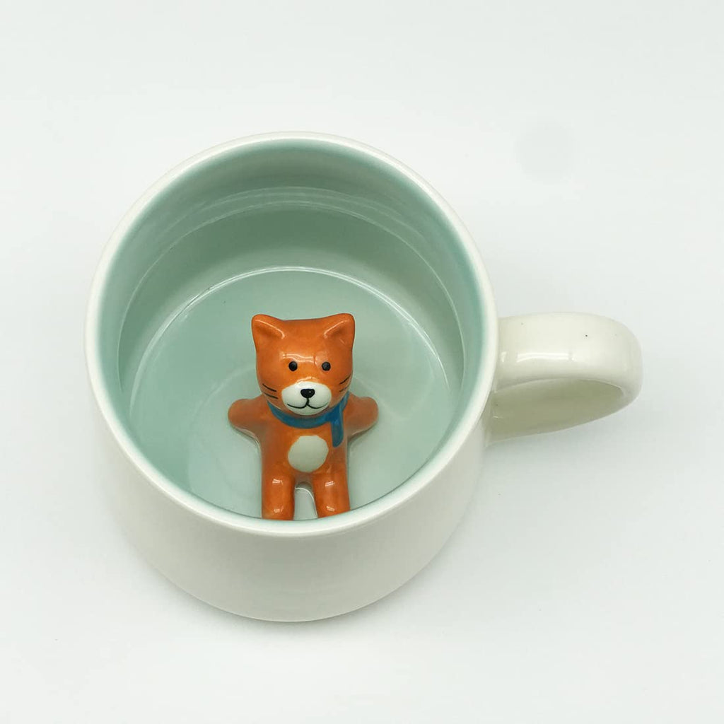 NOSCOMP 3D Animal Cup Coffee Mug Comes with a Cute Inside Creative Morning Mug Animal Cup for Hot and Cold Tea Milk Coffee Perfect for Kids (Cat)
