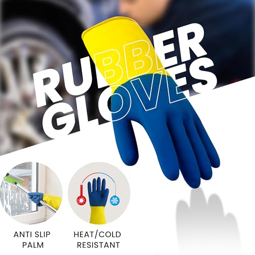 Robustt Heavy Duty Rubber Hand gloves - 1 Pair (Free Size, Multicolor) for Dishwashing, gardening, kitchen cleaning
