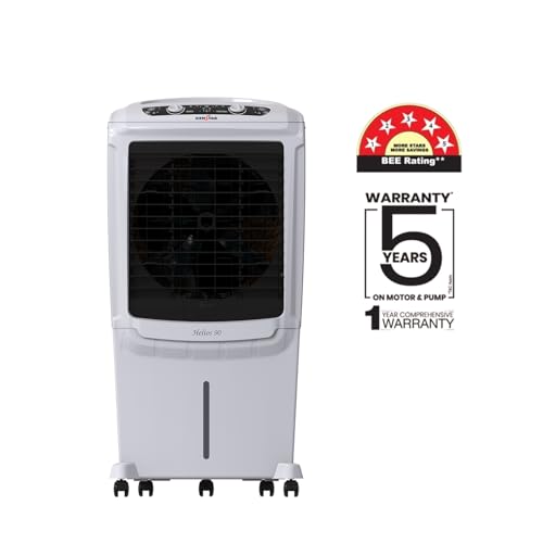 Kenstar Helios HC 90 Desert Air Cooler 90L|5 Star BEE Rated|5 Year Motor & Pump Warranty |50 ft Air Throw I Honeycomb Cooling|3-Speed | Water Level Indicator | Collapsible Louvers I Off White & Black