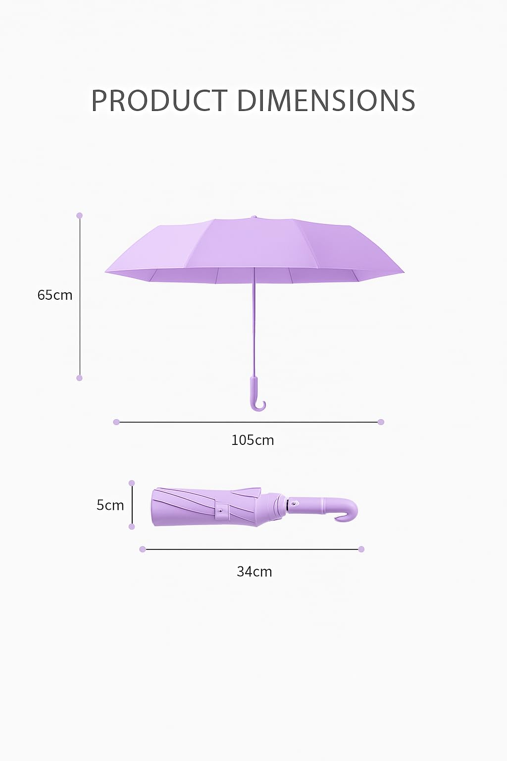 Owme UV Umbrella for Women, Mini Folding Portable 3-Fold Umbrellas | Manually Open & Close for Rain and Sun Protection, Anti-Slip Handle | Windproof Umbrlla | Chata for Rain for Men (VIOLET)