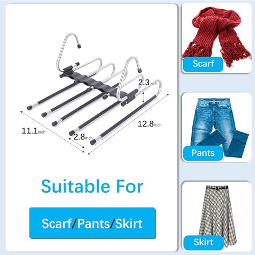 TEKCOOL (Pack of 1) 5 in 1 Stainless Steel Foldable Hangers for Clothes Hanging Multi Layer Multi-Purpose Pant Hangers for Wardrobe Magic Foldable Hanger Clothes Hanger'