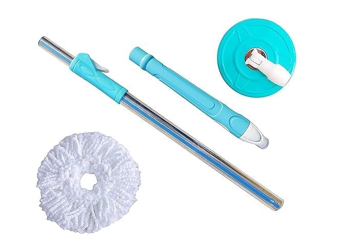 Mop Stick Rod Only with Free Microfiber Refill | Adjustable Stainless Steel Spin Mop Rod | Pocha Stick for Floor Cleaning Home & Office