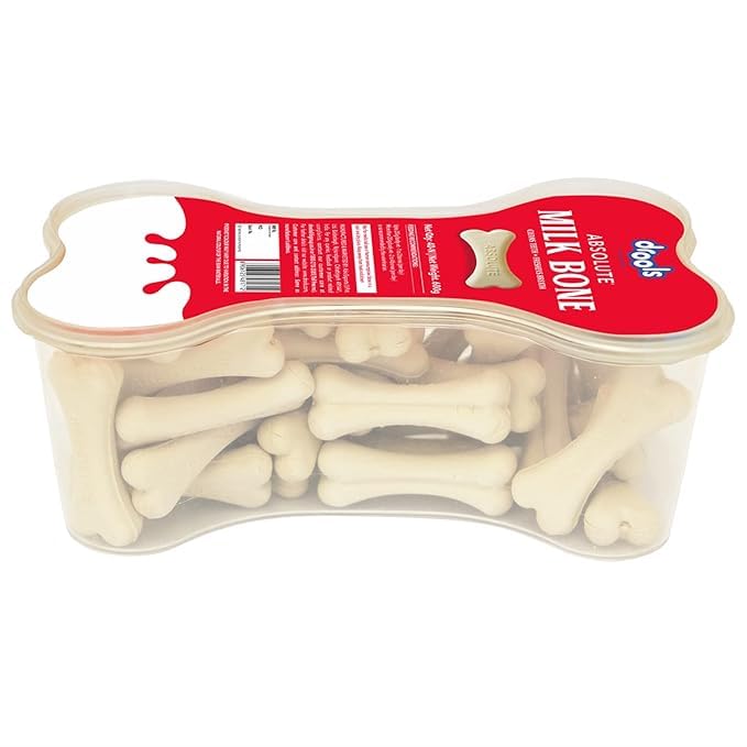 Drools Absolute Dog Bone Treats 600g Jar (40 Pieces) | Milk Flavour | Supports Strong Gums & Jaws | Fortified with Calcium & Phosphorus | Promotes Clean Teeth & Oral Hygiene