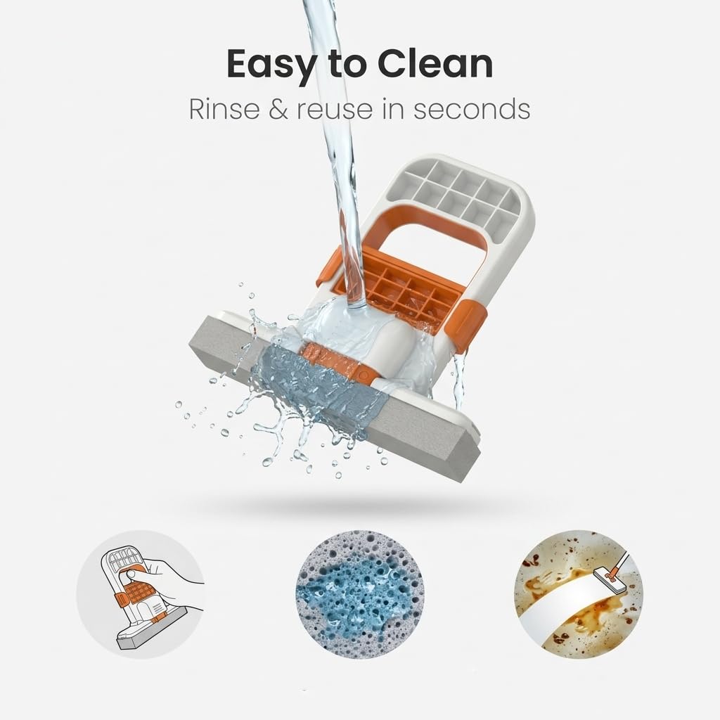 Mini Foldable Desktop Mop | Self-Squeeze Sponge Mop for Wet & Dry Cleaning | Portable Cleaning Tool for Kitchen, Bathroom, Glass & Small Spaces (1 Pc)